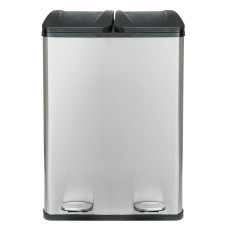 Home 60 Litre 2 Compartment Recycling Bin - Silver
