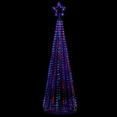 Premier Decorations 8ft Black Pin Wire Pyramid LED Christmas Tree - Rainbow