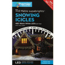Premier 480 LED Snowing Icicle Christmas Lights With Timer - Warm White 