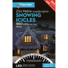 Premier Decorations 960 LED Icicle Snowing Christmas Lights - White