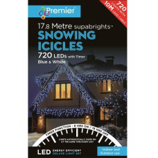 Premier Decorations 720 led Snowing Icicles Timer Christmas Lights - Blue & White