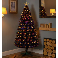 Premier Decorations 5ft Christmas Tree With Pre Lit White Star Lights - Black
