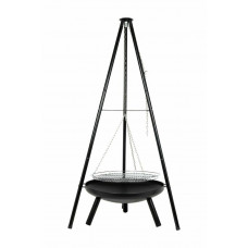 La Hacienda Fire Pit Tripod With Cooking Area - Black