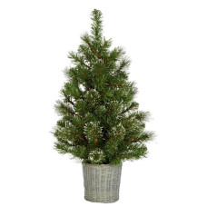 Home 2.5ft Snowy Christmas Tree With Warm White Lights & Basket
