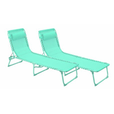 Home Metal Set Of 2 Sun Loungers - Teal