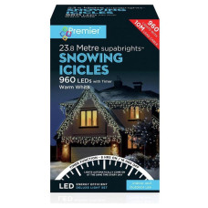 Premier Decorations 960 LED Christmas Icicle Lights - Warm White