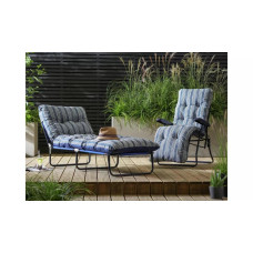 Home Coastal Stripe Folding Metal Sun Lounger - Blue