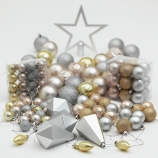 Habitat Pack Of 100 Christmas Mixed Blush Baubles - Gold & Silver
