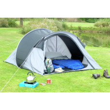 Pro Action 4 Man 1 Room Pop Up Camping Tent - Black & Grey