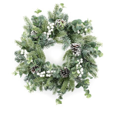 Premier Decorations 50cm Eucalyptus Wreath With White Berries - Green