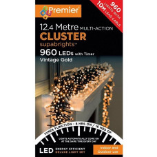 Premier Decorations 960 LED & Timer Christmas Cluster Lights - Vintage Gold