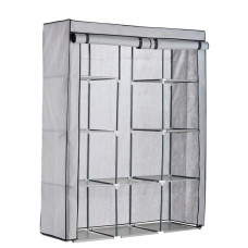 Home Double Modular Fabric Wardrobe - Grey & Black