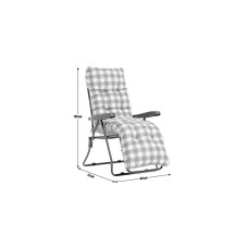 Home Check Folding Recliner Garden Chair - Grey