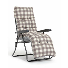 Home Check Folding Recliner Garden Chair - Grey