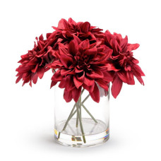Habitat Artificial Dahlia Arrangement In Glass Vase - Red
