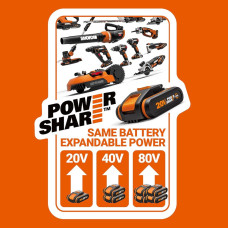 WORX WG779E Cordless 34cm 20v MAX Rotary Lawnmower - 2 Batteries