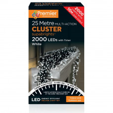 Premier Decorations 2000 Multi-Action LED Cluster Christmas Lights - White