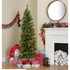 Home 6ft Pre-Lit Natural Look Pop Up Pencil Christmas Tree - Green
