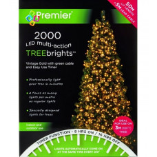 Premier Decorations 2000 TreeBrights Timer Christmas Tree Lights - Vintage Gold