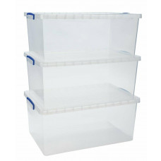 Really Useful 62 Litre Clear Plastic Nesting Boxes - Set Of 3
