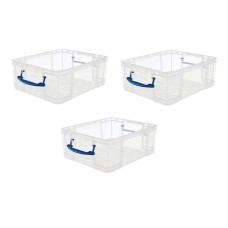 Really Useful Set Of 3 17.5 Litre Plastic Nesting Boxes - Clear (No Lids)