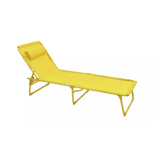 Home Folding Metal Sun Lounger - Yellow