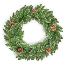 Home 50cm Rocky Mountain Cone & Snow Tipped Christmas Wreath - Green