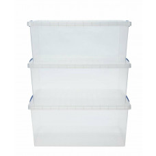 Really Useful 62 Litre Clear Plastic Boxes - Set Of 3 (No Lids)