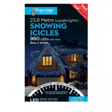 Premier Decorations 960 LED Icicle Snowing Christmas Lights - Blue & White