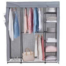 Home Covered Triple Wardrobe with Storage - Grey