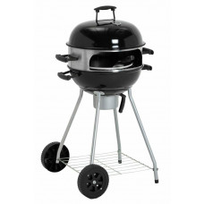Home Kettle Charcoal BBQ With Pizza Oven - Black