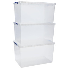 Really Useful 3 x 83 Litre Nesting Boxes - Clear