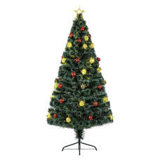 Premier Fibre Optic Green Christmas Tree with Pin Wire LED Baubles - 1.2m / 4ft