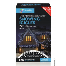 Premier Decorations 720 LED & Timer Snowing Icicle Christmas Lights - White