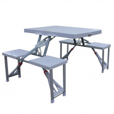 Folding Camping Picnic Table And Stools - Grey