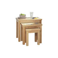 Home Gloucester Nest of 3 Solid Oak Wood Tables - Natural