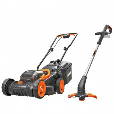 WORX Cordless 34cm Lawnmower & Grass Trimmer Kit (No Batteries & No Charger)