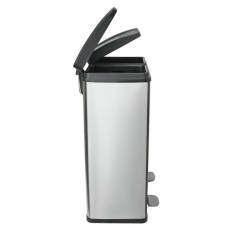 Home 60 Litre 2 Compartment Recycling Bin - Silver (2 Slight Dents On Side)