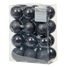 Premier Decorations 35 Piece Luxury Chrismas Tree Bauble Decoration Set - Black