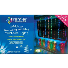 Premier Decorations 240 LED Waterfall Curtain Christmas Lights -  Multi Coloured