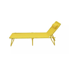 Home Set of 2 Folding Metal Sun Loungers - Yellow