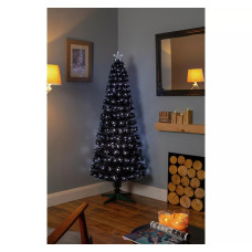Premier Decorations 5ft Slim Fibre Optic Christmas Tree -Black