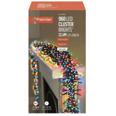 Premier Decorations 960 Multi-Action LED Cluster Lights With Timer - Multicoloured