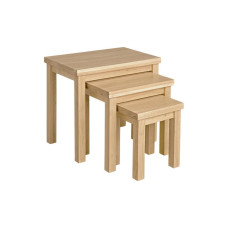 Home Gloucester Nest of 3 Solid Oak Wood Tables - Natural