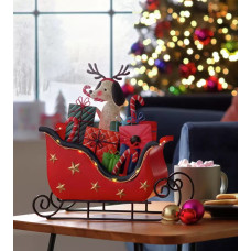 Home Battery Operated Light Up LED Christmas Sleigh - Red