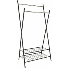 Home X-Frame Clothes Rail With Shelves - Black