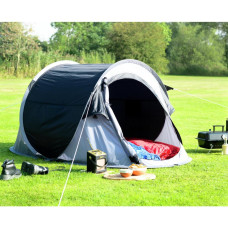 Pro Action 2 Man 1 Room Pop Up Camping Tent - Black & Grey