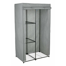 Home Covered Single Wardrobe With Shelves - Grey