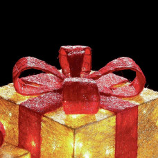 Premier Decorations Set of 3 Light Up Parcels - Gold & Red