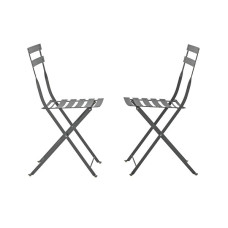 Home Eve Folding Metal Chairs x 2 - Grey